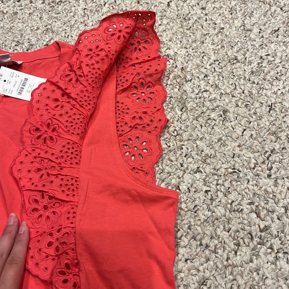 NWT J Crew Pink Eyelet Embroidery Sleeveless Ruffle Top Sz Medium - Picture 5 of 7